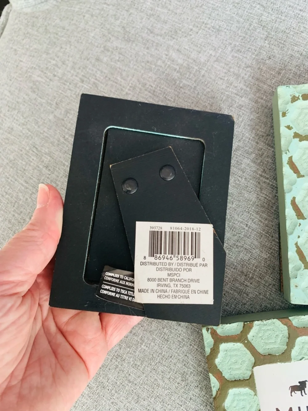 Set of 3 Mini Picture Frames Mint Aqua Honeycomb Design Fits Picture 2
